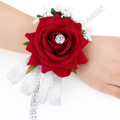 Simple And Elegant Round Silk Flower Wrist Corsage (Sold in a single piece) - Wrist Corsage