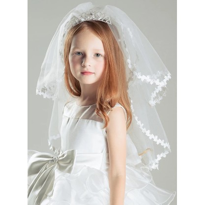 Flower Girl Tulle Veils With Lace